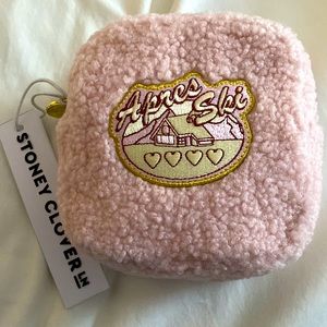 Stoney Clover Lane Cozy Collection pink Sherpa pouch with Apres Ski Patch